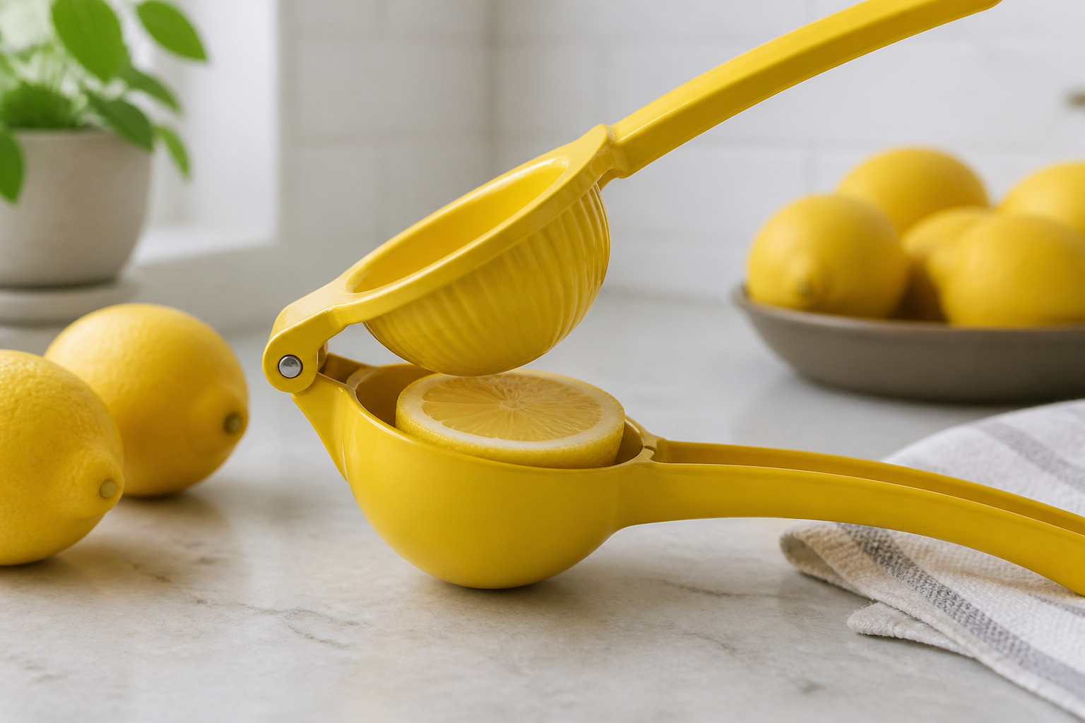 Yellow lemon squeezer